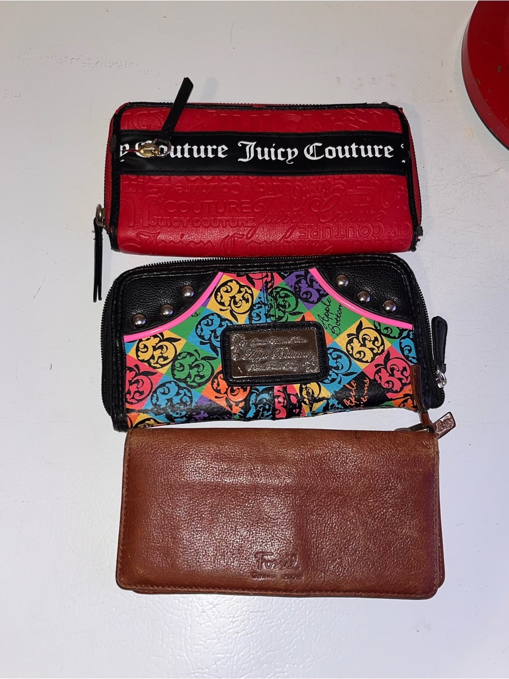 VTG leather FOSSIL, JUICY COUTURE,APPLE BOTTOMS special edition wallet bundle